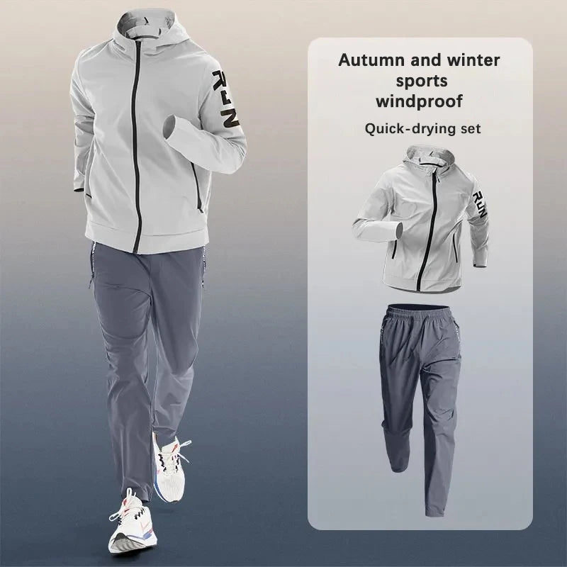 Men's Trendy Sportswear Set for Running & Fitness Quick-Dry Training Clothing Jacket Cycling and Morning Jogging Gear Tracksuits