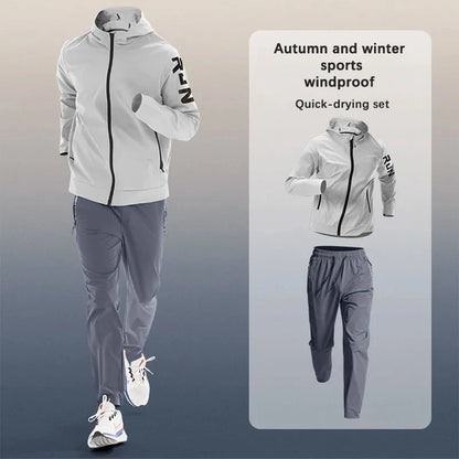Men's Trendy Sportswear Set for Running & Fitness Quick-Dry Training Clothing Jacket Cycling and Morning Jogging Gear Tracksuits