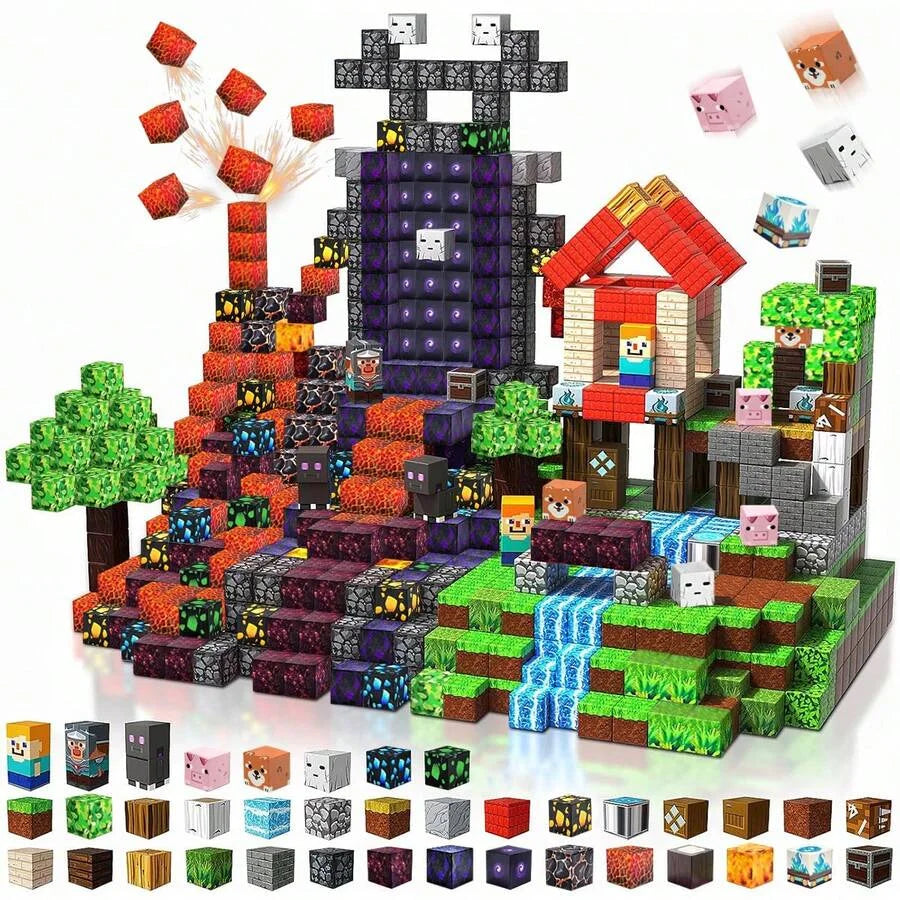 Magnetic Building Block Bricks Toy Mine Stacking World Creativity DIY Model Set Educational STEM Kids Holiday for Boy Girls Gift