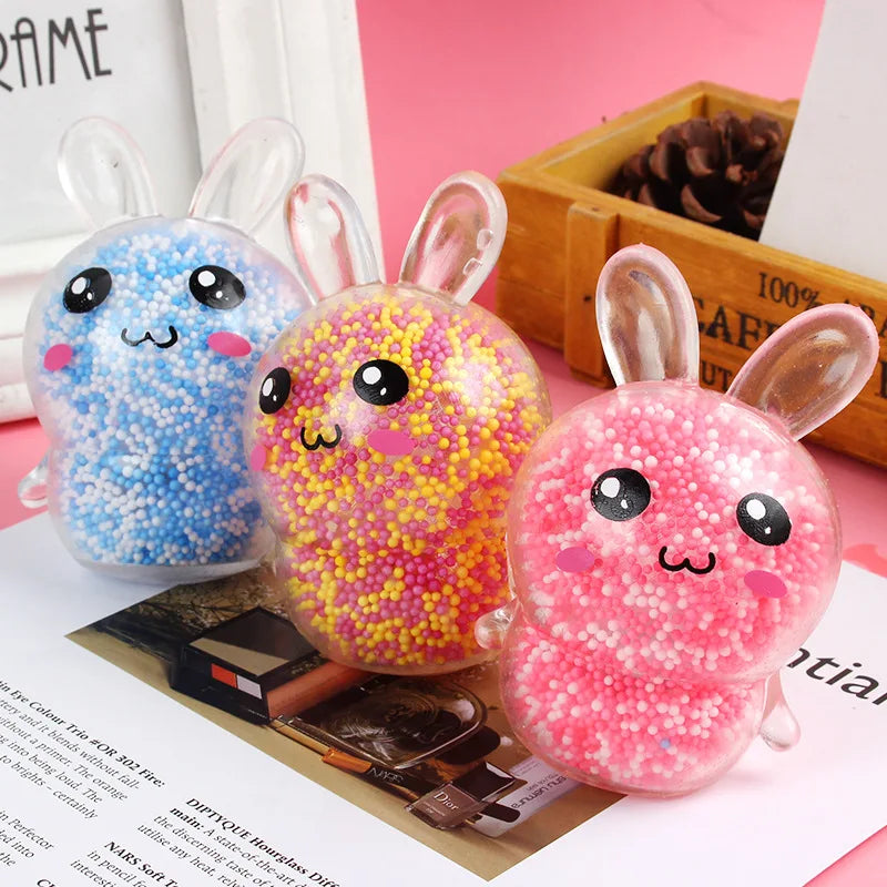 Adult Squishy Bunny Stress Balls with Light Stress Relief Toy Girls Fidget Toys Colorful Rabbit Easter Basket Stuffers