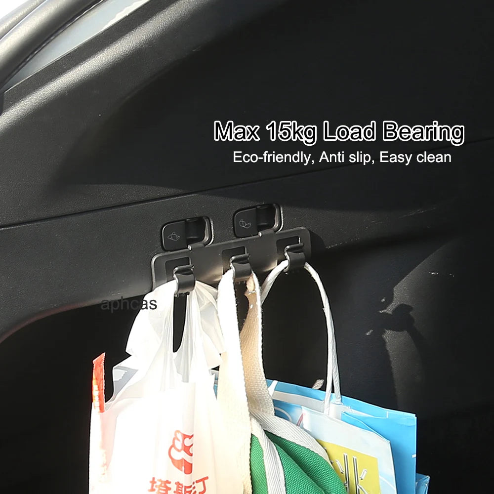 Rear Trunk Hook Seat Button for Tesla Model Y 2020-2024 Cargo Grocery Shopping Bag Holder Umbrella Hanger