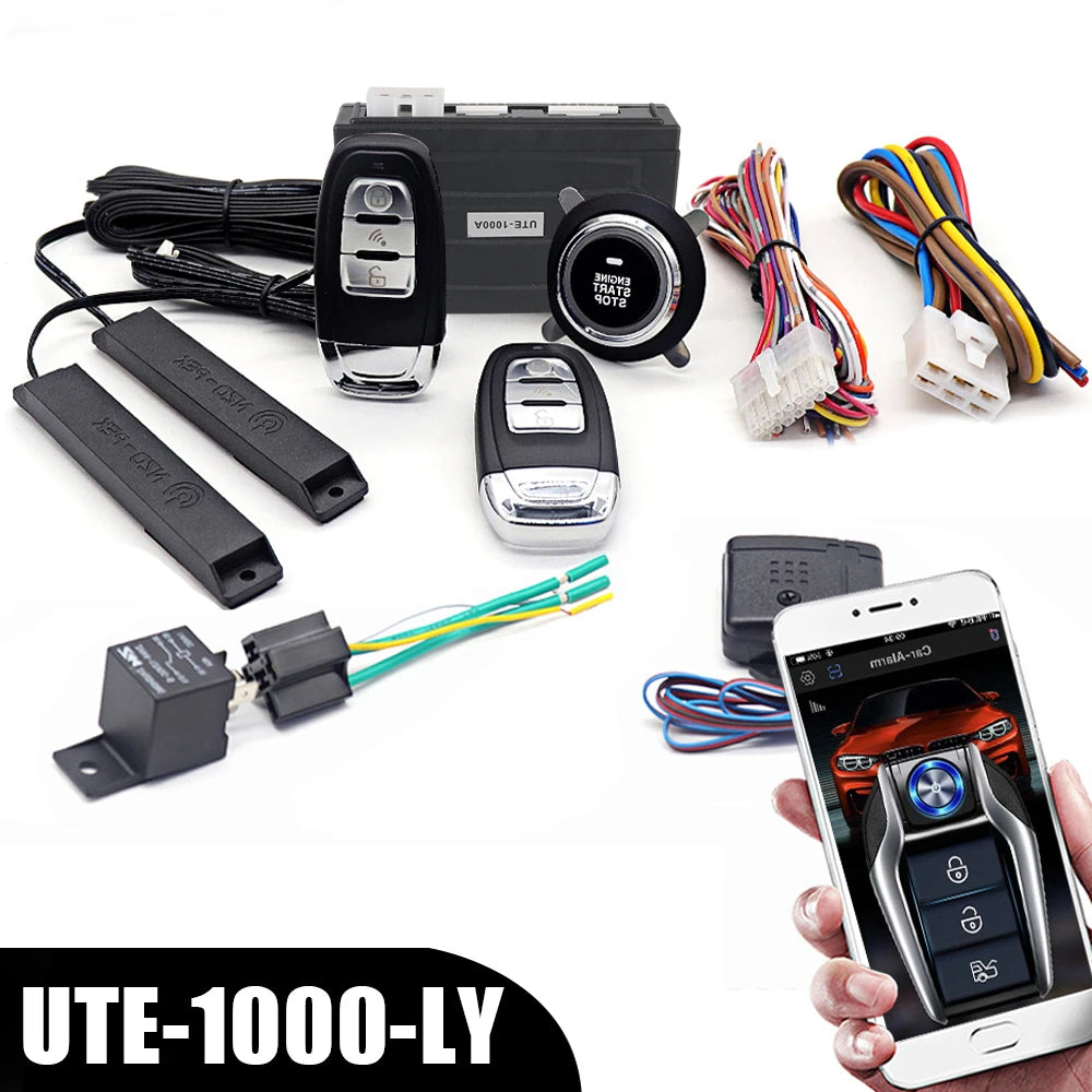 Car Start Stop Keyless Entry System Universal One-button Start Push Systems Smartphone Control Remote Start Kit