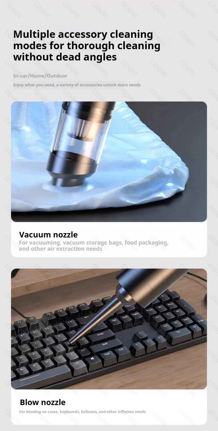 CENRR 9998000PA Car Vacuum Cleaner Strong Suction Powerful Wireless Portable Car Cleaner for Home Appliance Air Blower