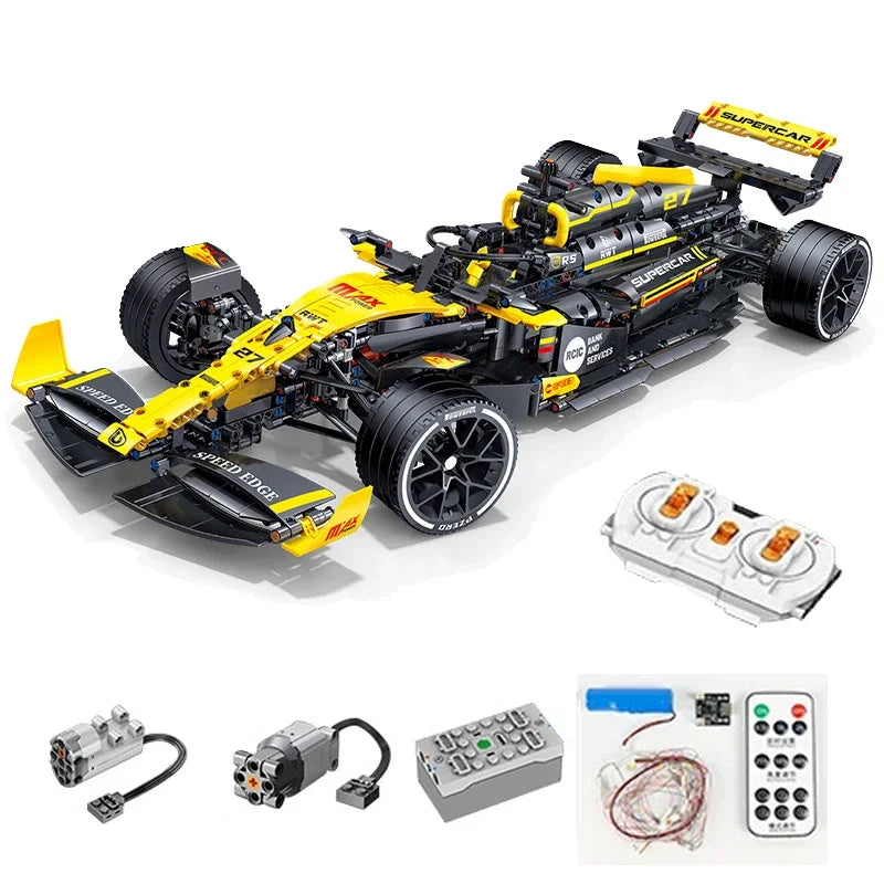 1:8 Technical JKC7205 Racing Driver 27 Building Block Supercar Remote Control Lighting Racing Renault F1 Toy Kids Gift
