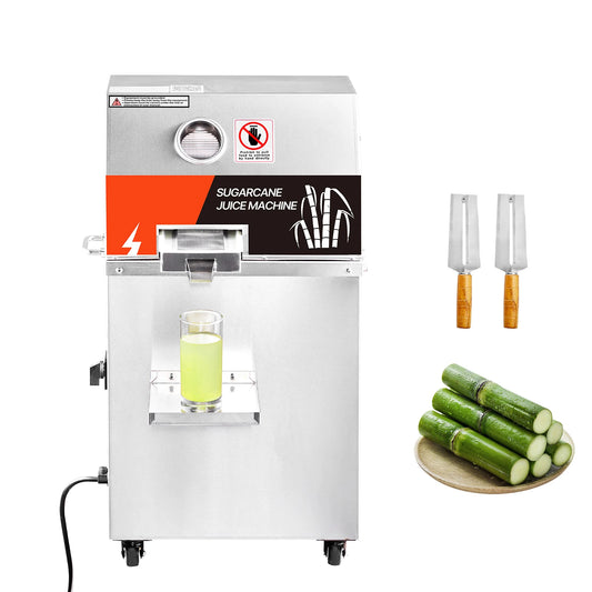 SucceBuy Commercial Sugar Cane Juicer 800W Electric Sugarcane Juicer Machine with 661LBS/H High Output 3 Stainless Steel Rollers Sugar Cane Press Juice Extractor Squeezer on Wheels for Home Commercial