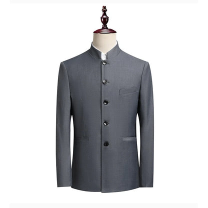 Blazer Men's Fashionable Business Zhongshan Suit Gentle Slimming, Gentleman's Casual Chinese Stand-up Collar, High-end Blazer