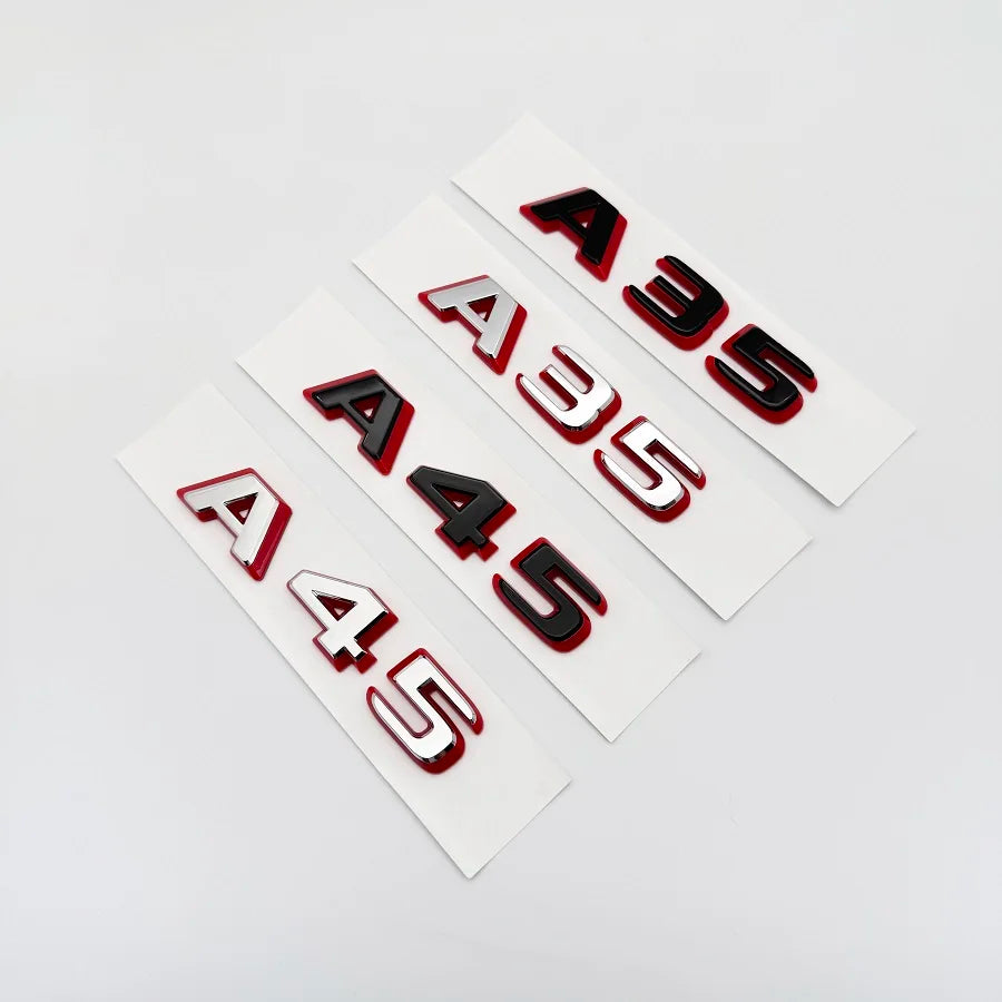 2024 New style Two tone Letters A35 A45 A45S Turbo 4matic Emblem for W177 W176 Car Fender Trunk Rear Logo Sticker