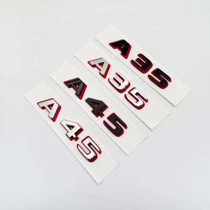 2024 New style Two tone Letters A35 A45 A45S Turbo 4matic Emblem for W177 W176 Car Fender Trunk Rear Logo Sticker