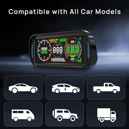 KWHUD Inclinometer 4X4 Off Road LCD Screen HUD Display Car Speedometer Digital GPS Odometer Tilt Pitch Angle Slope Meter Gadgets