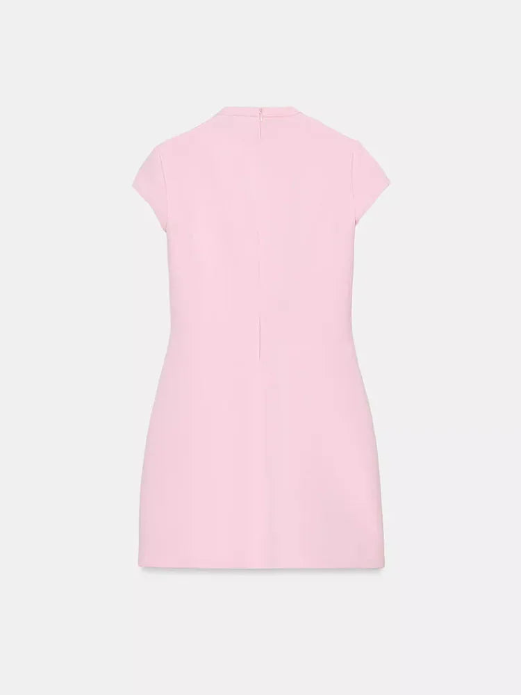 Elegant Short Sleeve Square Collar  Knot Decorated Dress ZA2026 New Summer Women's Fashion Company Annual Meeting