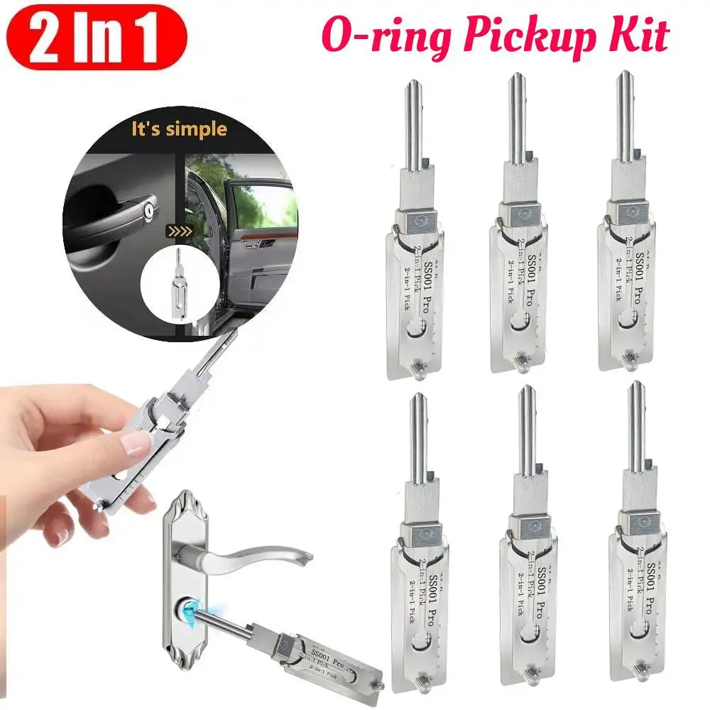 Stainless Steel Key Decoder 2 In 1 Precision Hook & Pick Set Lock Decoder O-ring Pickup Kit Maintenance Repair Hand Tools