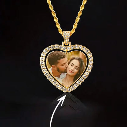Double-Sided Customised Photo Necklace - Comes With a Personalised Hip-Hop Chain Pendant Customisable Photo Necklace