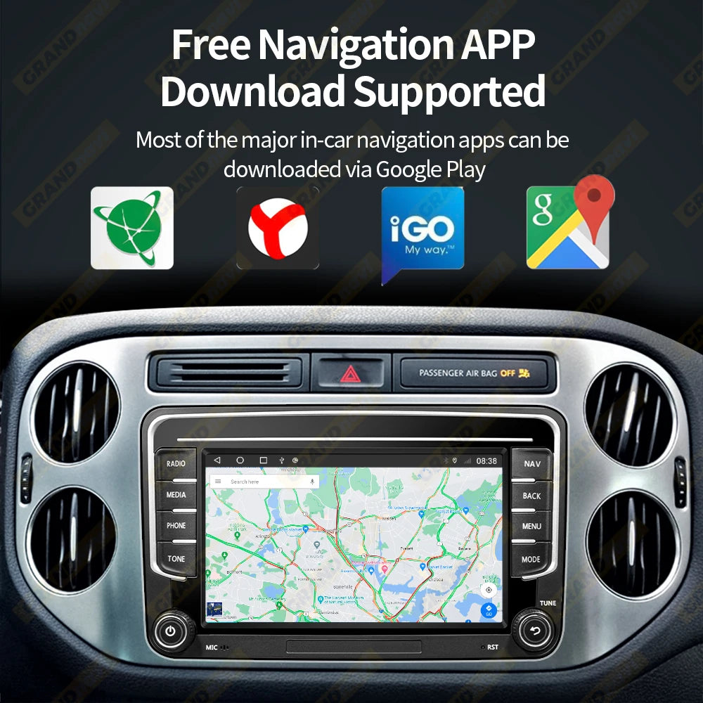 GRANDnavi Android13 Car Radio GPS For VW Volkswagen Skoda Octavia Golf 5 6 Touran Passat B6 Polo Jetta 2Din Multimedia Player