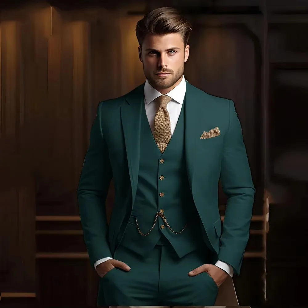 High Quality Black Men's wedding Suits Smart Cusual 3 Piece Custom Slim Fit Male Blazer Wedding Groom Tuxedos Costume Homme
