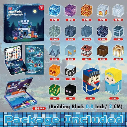 Magnetic Building Blocks Mine World Magnet Cube for Stacking Construction Set Educate Sensory Toys Kids Boys Girls Ages 3+ DIY
