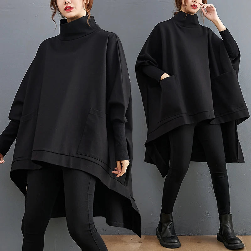 plus Size High Collar Casual Long Sve Sweatirt for plus Size Women Autumn Faion Comfortable Loose Fit Slimming Effect