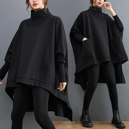 plus Size High Collar Casual Long Sve Sweatirt for plus Size Women Autumn Faion Comfortable Loose Fit Slimming Effect