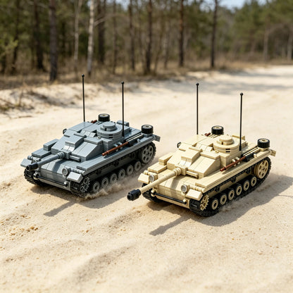 WW2 German StuG III Ausf G Assault Gun Building Blocks Toy Set Military Tank Destroyer Bricks Model Stug3 for Collectors