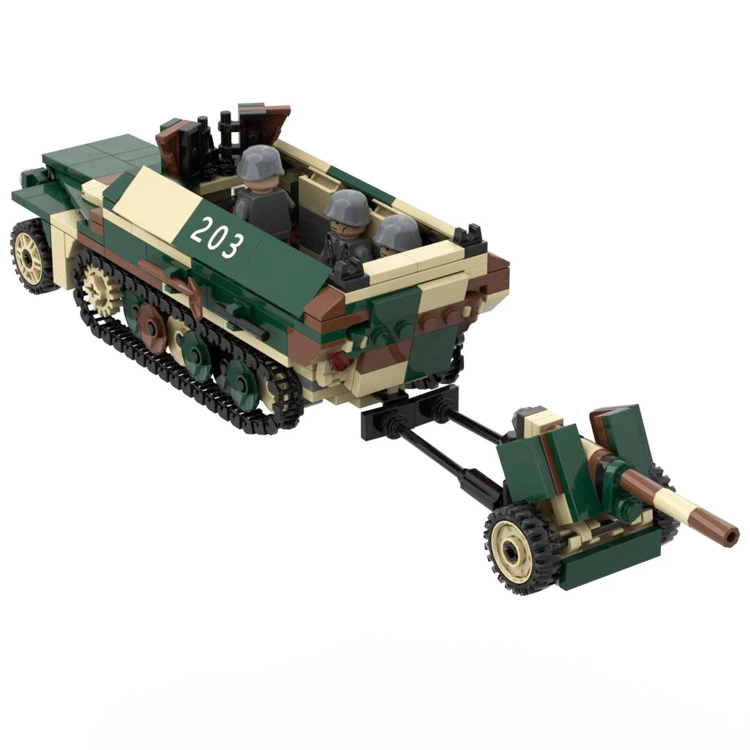 Half-track Armored Vehicle Building Blocks WW2 Germany Military Model Bricks Toy Camouflage Model