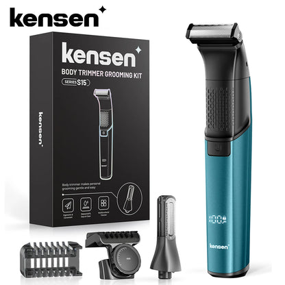 KENSEN S15 Electric Hair Trimmer 2 in 1 Dual-sided Blade Shaver Razor Waterproof Beard Trimmer Body Hair Shaving for Men Barber
