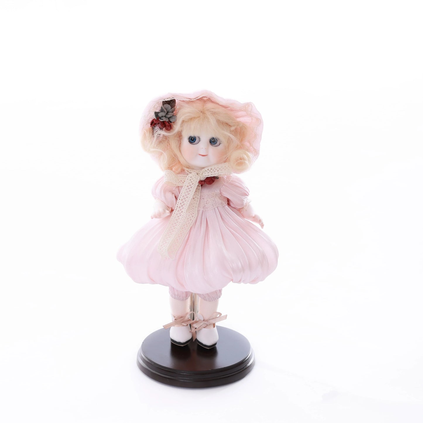 Cloveray 8 inch Movable Joints Vintage Porcelain Doll Delicate Lace Costume Fully Poseable Handmade Ceramic Collectible Gift