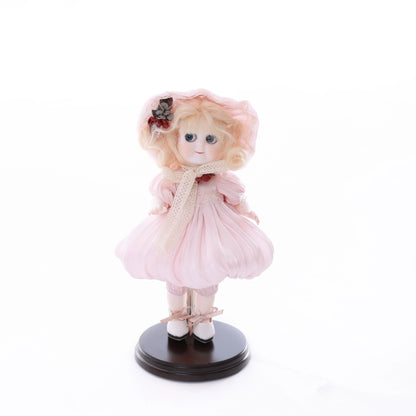 Cloveray 8 inch Movable Joints Vintage Porcelain Doll Delicate Lace Costume Fully Poseable Handmade Ceramic Collectible Gift