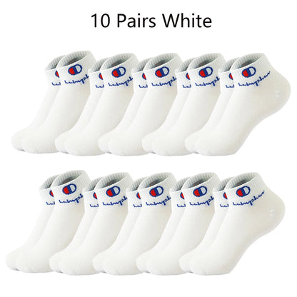 5/10/20 Pairs Men Ankle Socks Cotton Brand Classic Fashion Black White Socks Breathable Mesh Athletic Sports Socks for Summer
