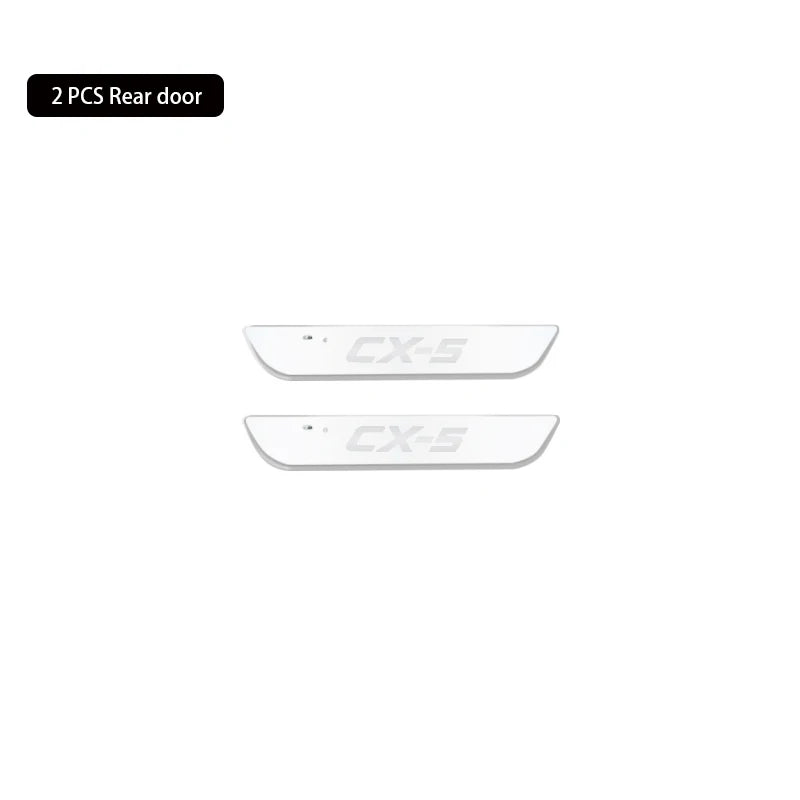 Wireless Car Welcome Door Sill Light for Mazda CX5 Projector Lamp USB Power Moving LED Car Scuff Pate Pedal Interior Accessories