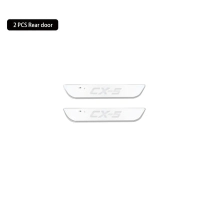 Wireless Car Welcome Door Sill Light for Mazda CX5 Projector Lamp USB Power Moving LED Car Scuff Pate Pedal Interior Accessories