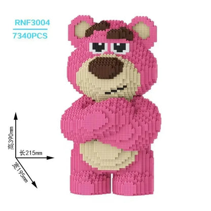 Disney Lotso Strawberry Bear Micro Building Blocks Set 7340PCS 39cm Large Size Bricks Toys for Kids Adults Gift Figure Model