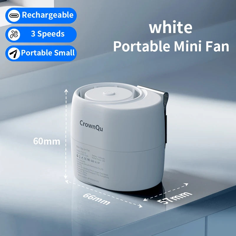 Waist Fan Portable Clip Rechargeable Ultra 3 Speed 360° Adjustable Turbocharged Neck Fans Strong Wind With for Outdoor Sports