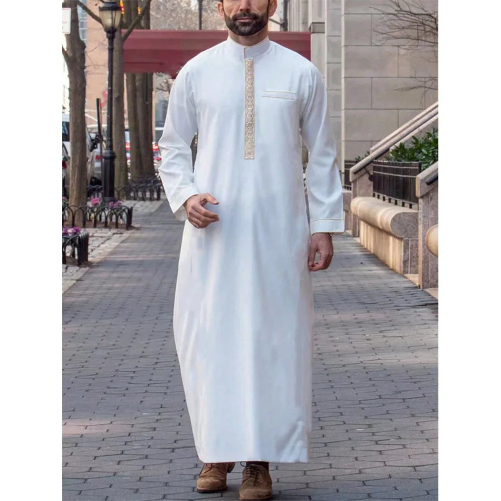 Muslim traditional men's robe, elegant and luxurious embroidered robe, casual festival Islamic men's robe