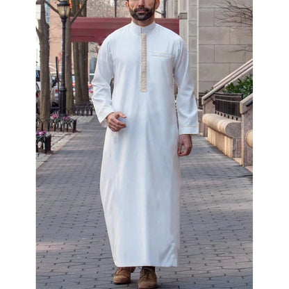 Muslim traditional men's robe, elegant and luxurious embroidered robe, casual festival Islamic men's robe