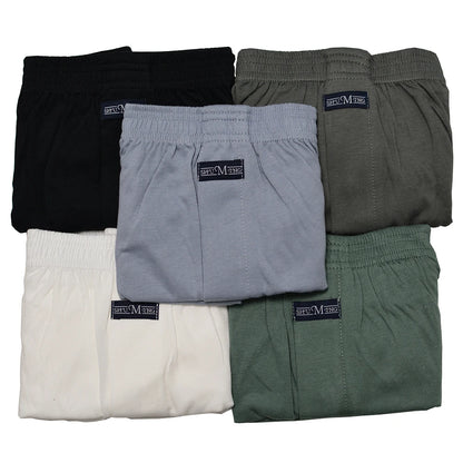 5PCS/Pack 100% Cotton Men Solid Pajama Pants Casual Elastic Waist Sleeping Shorts 3D Crotch Bottoms Breathable Pijama Hombre