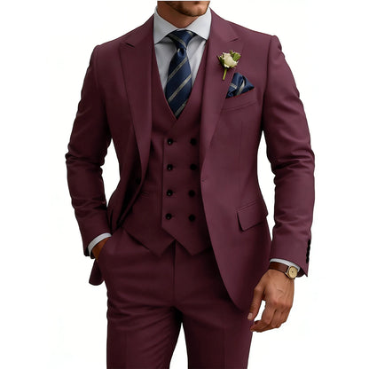 Mens 3 Piece Slim Fit For Men Double Breasted Suit Wedding Prom Suits Formal Business Dinner Tuxedo