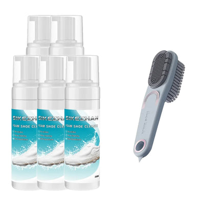 Professional Shoe Cleaning Kit with Foam Cleaner & Dual-Sided Brush, No-Rinse Deep Stain Remover for Sneakers, Leather & Canvas