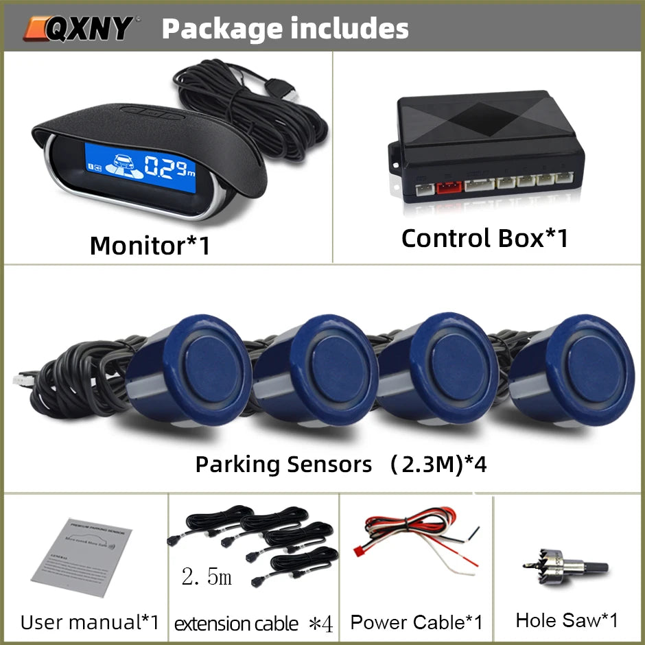 Car Front Parking Sensor Kit Auto Parktronic Assistant System LCD Monitor Buzzer Voice Volume Can be Adjusted  Vehicle Universal