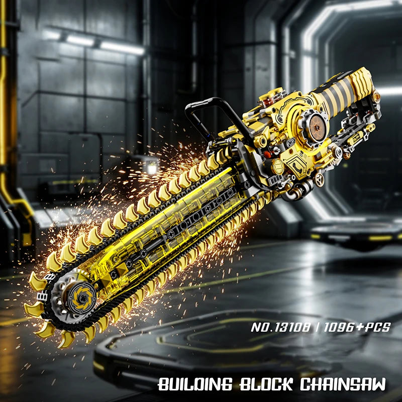 MOC Simulation Mechanical Chainsaw STEM Model Assembled Toys Desktop Ornament Building Blocks Toys Set - Boy's Birthday Gift
