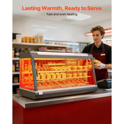 SucceBuy 190Qt 1600W 3-Tier Commercial Food Warmer Display with LED Light Top Storage and Adjustable Shelves for Hamburger Bread