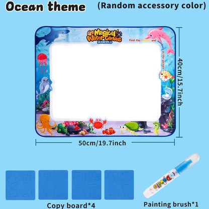 MQUDUO Kids Water Doodle Mat with Magic Pens, Reusable Mess Free Drawing Pad for Alphabet Learning Art Play