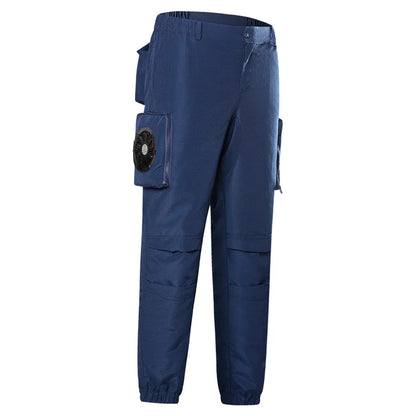 Men's USB Fan Cooling Pants Summer Air Conditioning Pants Outdoor Heat Protection Wear-resistant Labor Protection Cargo Pants