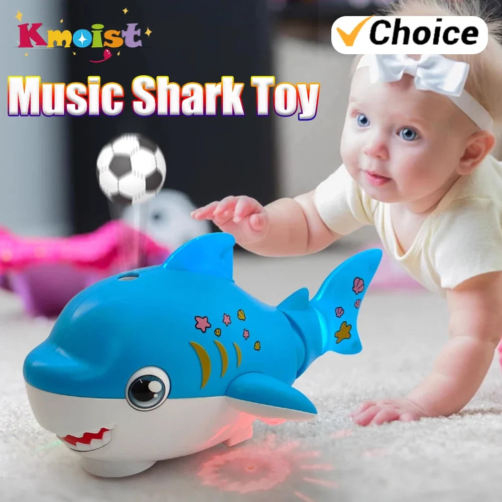 Baby Toys Toddler Electric Crawling Education Toys Blowing Ball Dancing Swing Musical Shark Toy With Music Flashing Light Kids