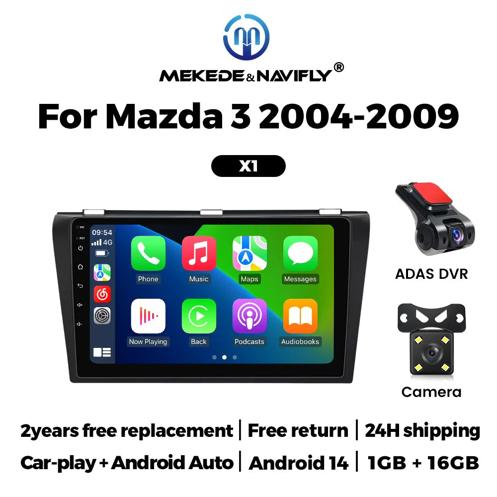 MEKEDE Android 14 IPS Screen Car Radio For Mazda 3 2004-2009 Wireless Carplay GPS Multimedia Player Audio Stereo DVD Head Unit