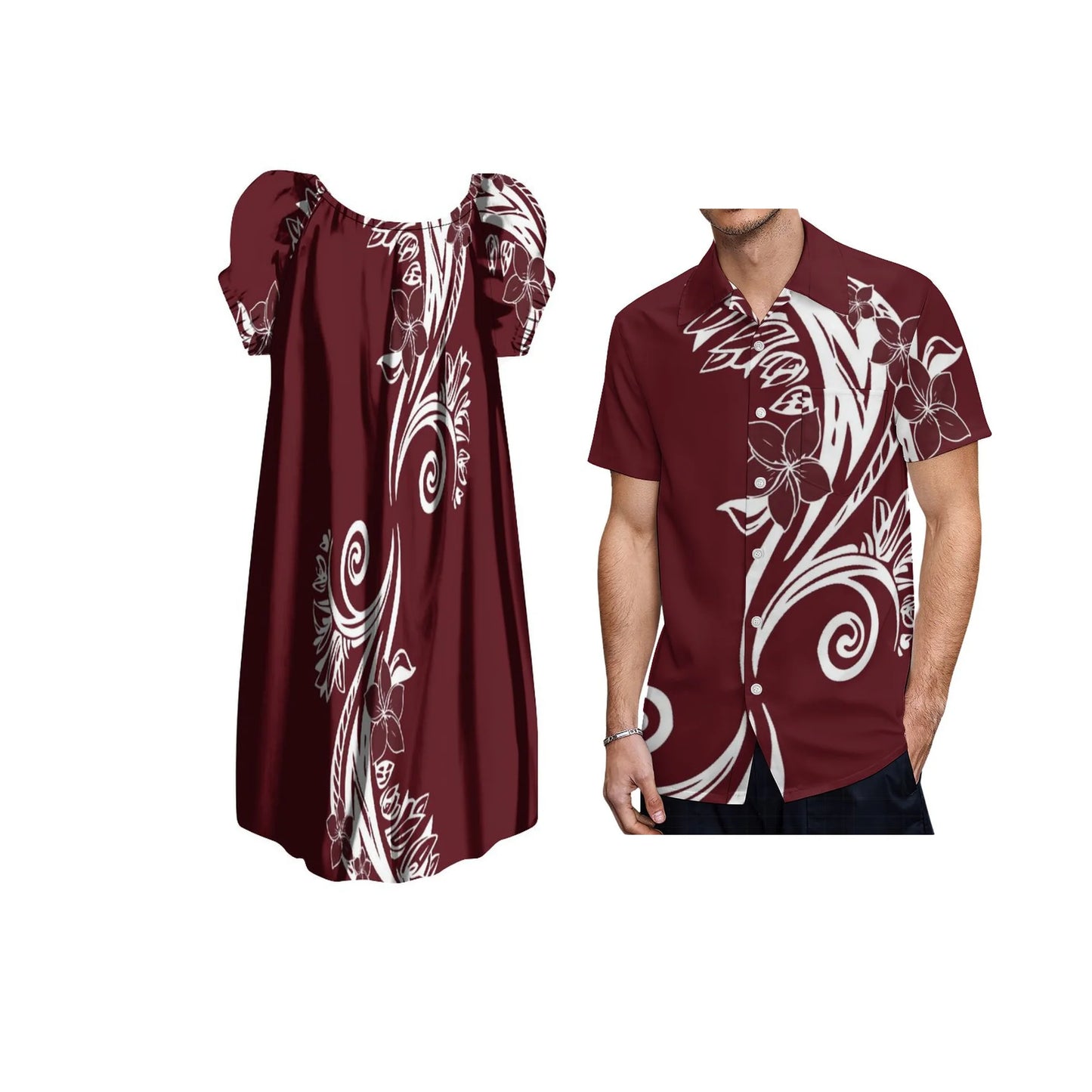 New Design Customize Polynesian Print Micronesian Loose Casual puffy dress Plus Size Women Clothing