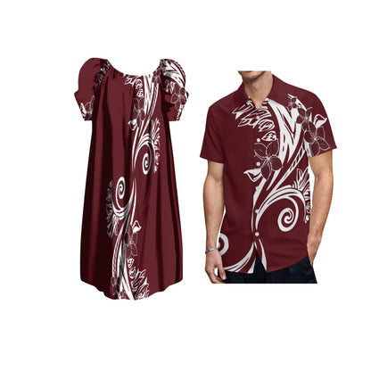 New Design Customize Polynesian Print Micronesian Loose Casual puffy dress Plus Size Women Clothing