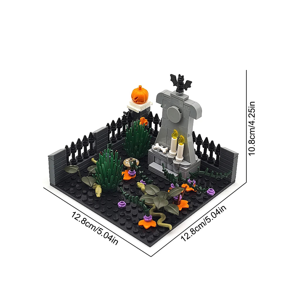 MOC Halloween Haunted House Building Block Toy Set DIY Assembly Horror Cemetery Scene Building Combination Party Decoration Gift