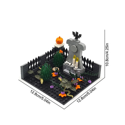 MOC Halloween Haunted House Building Block Toy Set DIY Assembly Horror Cemetery Scene Building Combination Party Decoration Gift