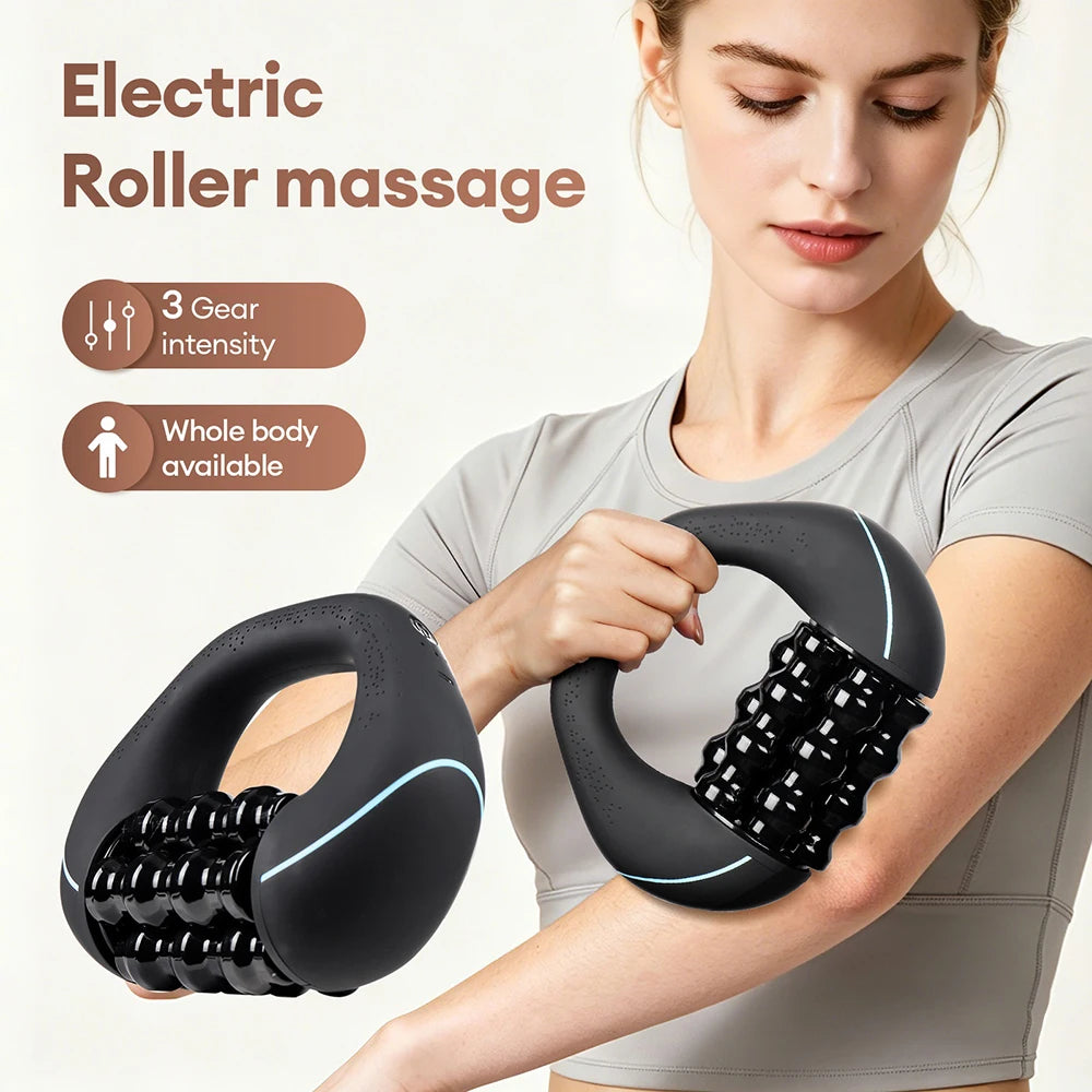 Electric Handheld Body Roller Massager Fascia Gun Deep Tissue Muscle Relaxation Portable Massage Tool for Whole Body Massage