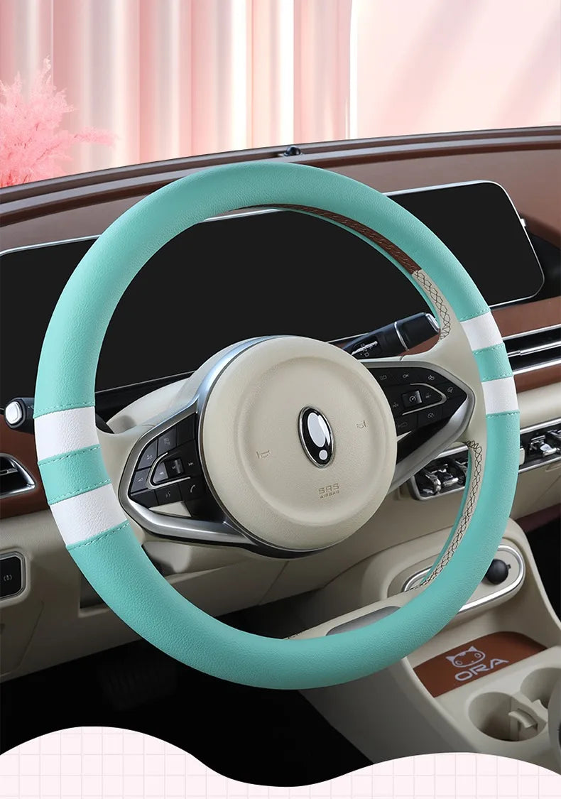 Car Steering Wheel Cover for Women Girls Universal 14.5-15 Inch, Breathable , Non-Slip, Car Interior Accessories for Most Cars