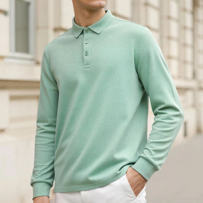 2026 Autumn Long Sleeve POLO Shirts Man High-quality Turn-down Collar Breathable Base Shirt Casual Work Golf Shirts Male Tops